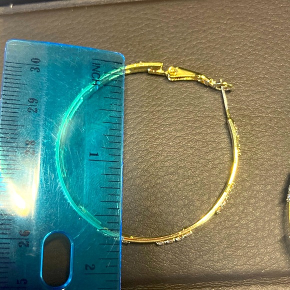 🌟 Gold Plated Diamond Hoop Earrings - Picture 4 of 4